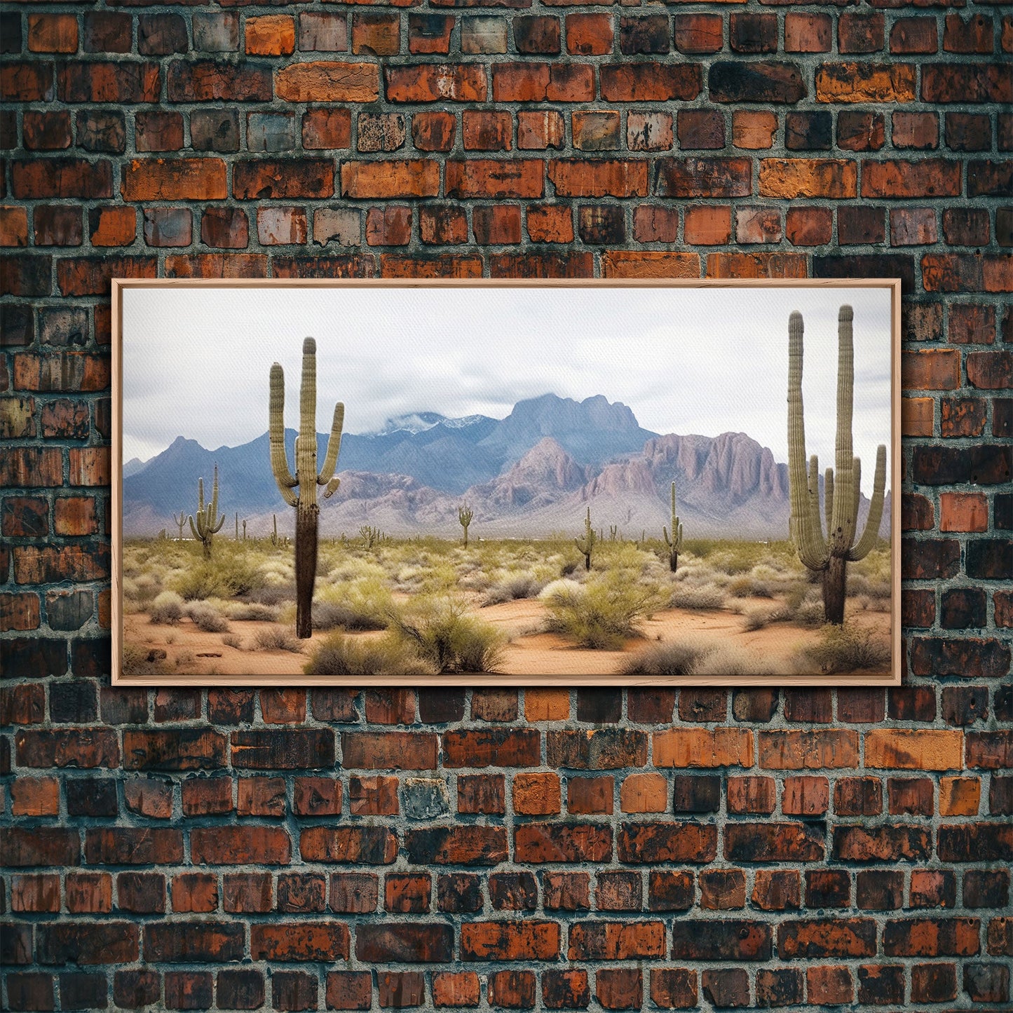 Desert Wall Art – Framed Cactus Canvas Print Southwestern Decor