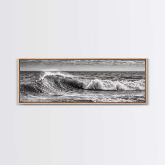 Black and White Ocean Photography – Panoramic Wall Art Canvas