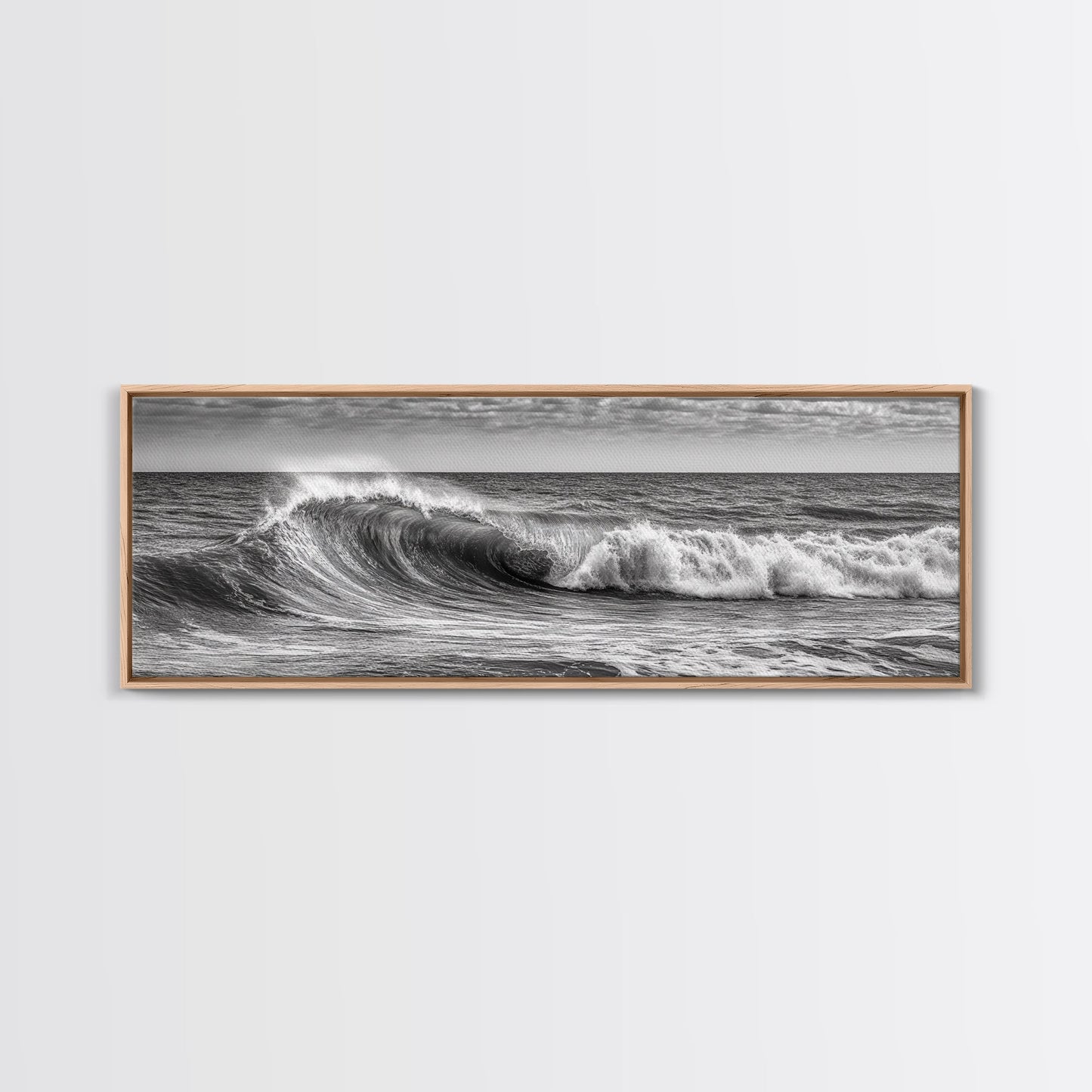 Black and White Ocean Photography – Panoramic Wall Art Canvas