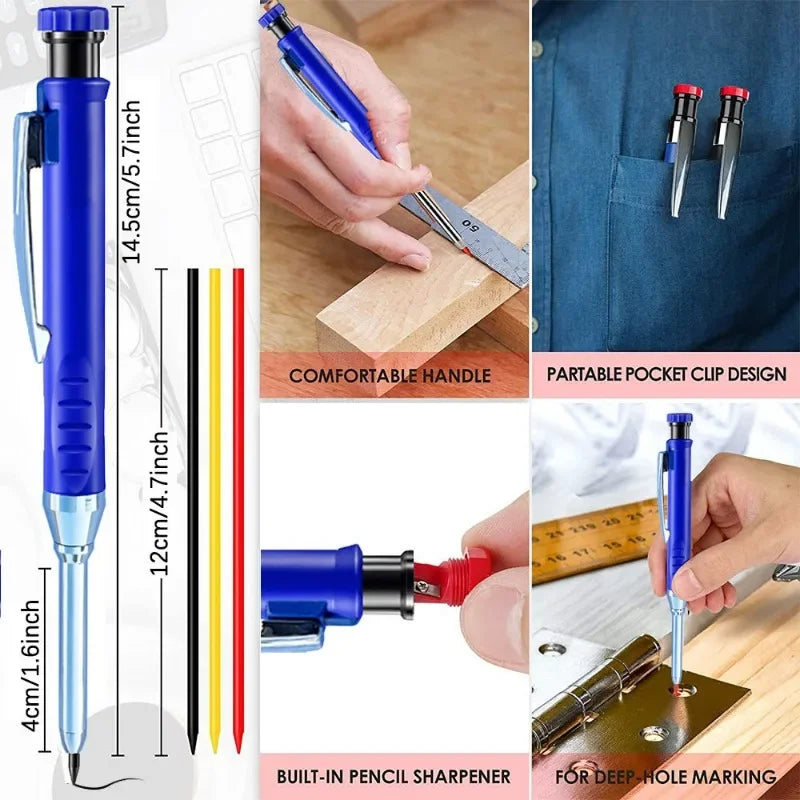 Solid Carpenter Pencil – Mechanical Woodworking Pencil with Refill