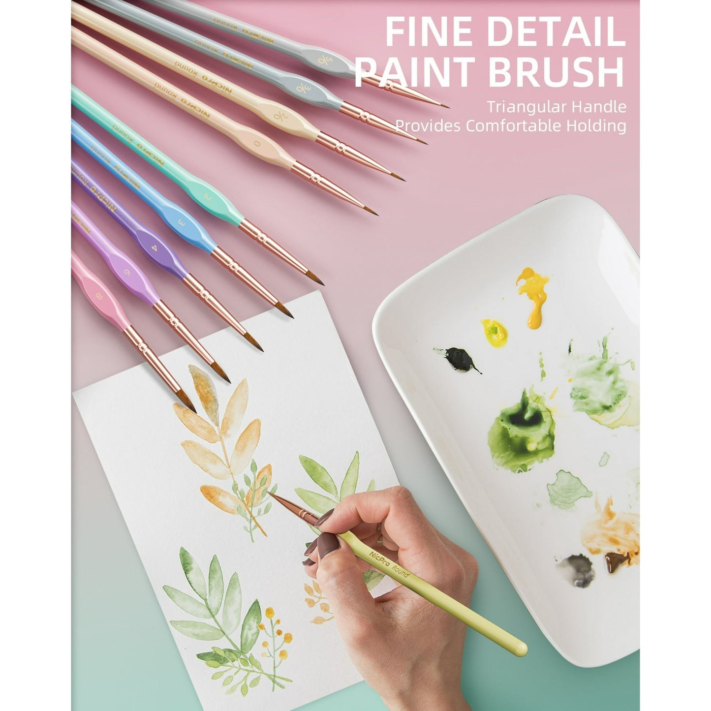 10-Piece Micro Fine Detail Brush Set for Acrylic, Oil, Watercolor