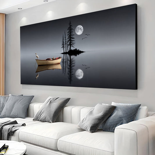 Modern Minimalist Night Lake Wall Art