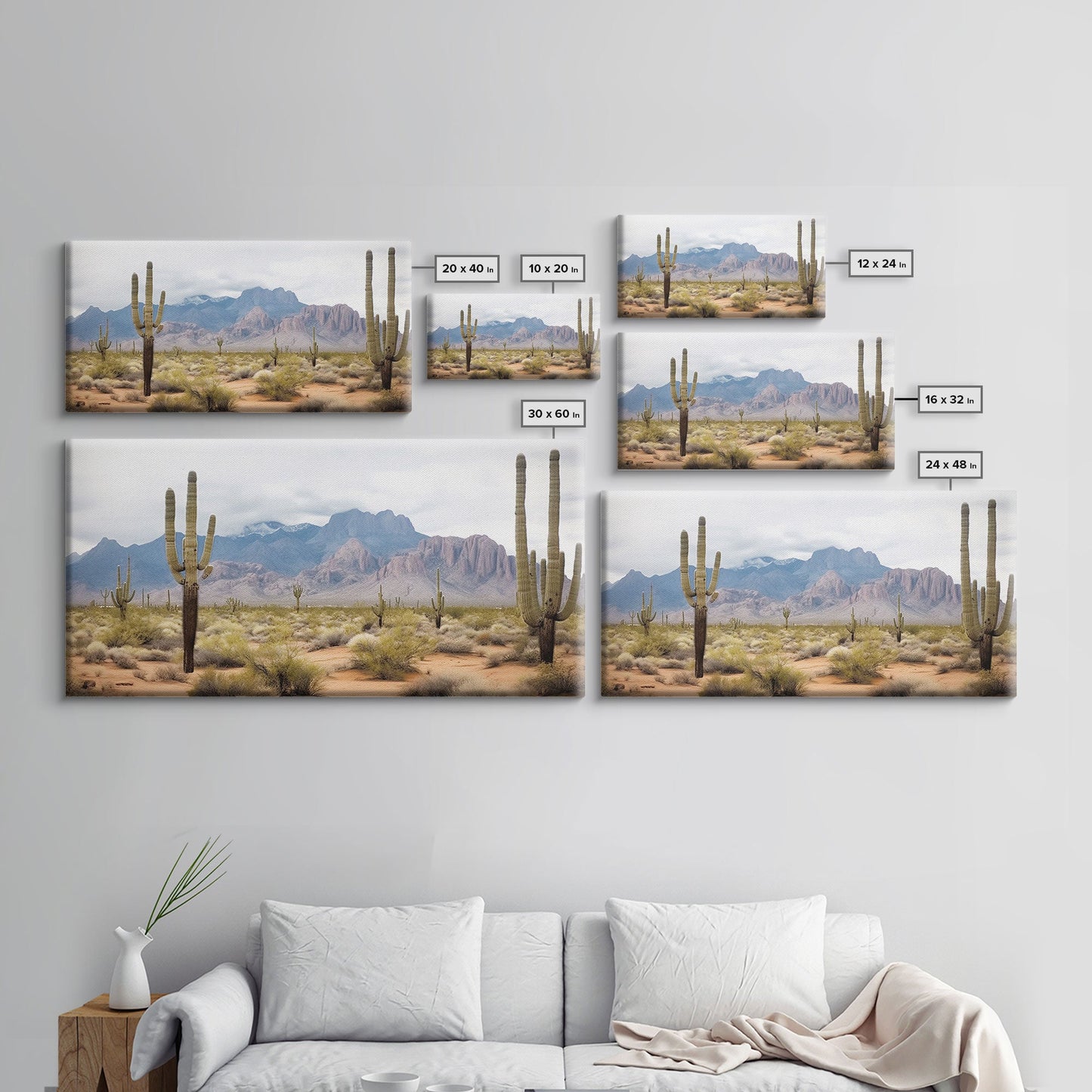 Desert Wall Art – Framed Cactus Canvas Print Southwestern Decor