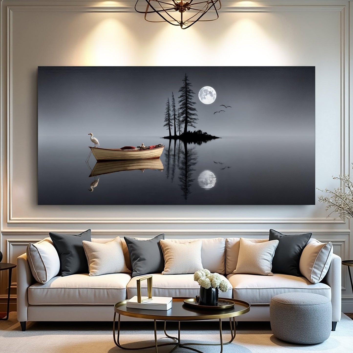 Modern Minimalist Night Lake Wall Art
