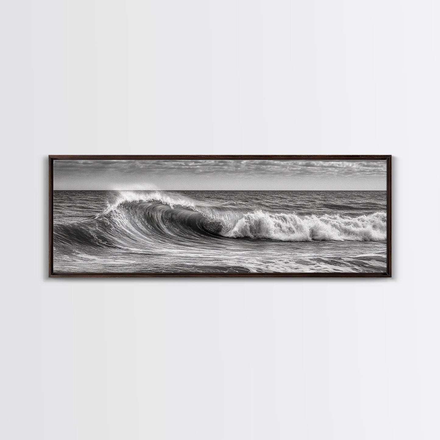 Black and White Ocean Photography – Panoramic Wall Art Canvas