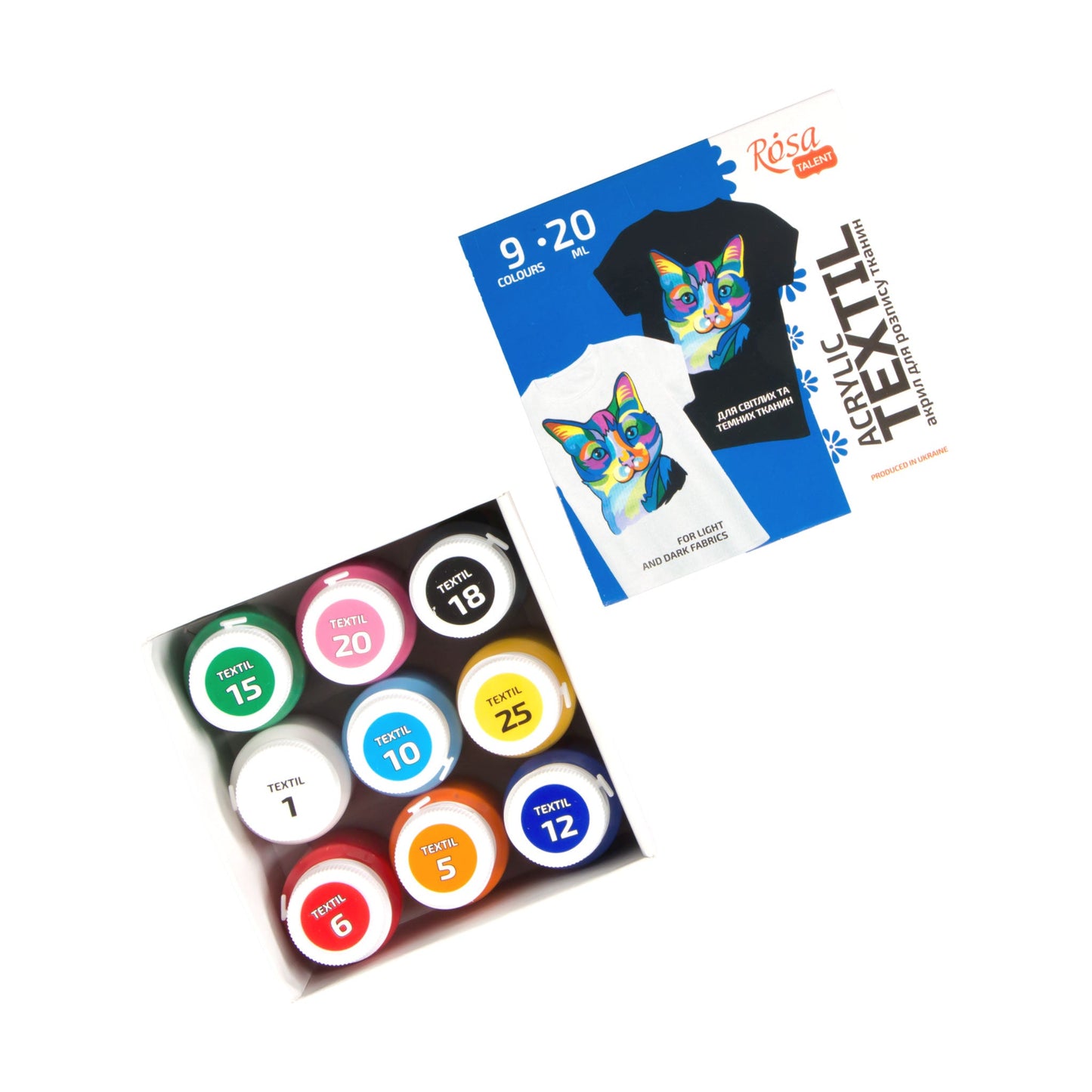 Textile Acrylic Paint Set – 9x20ml (0.68oz)
