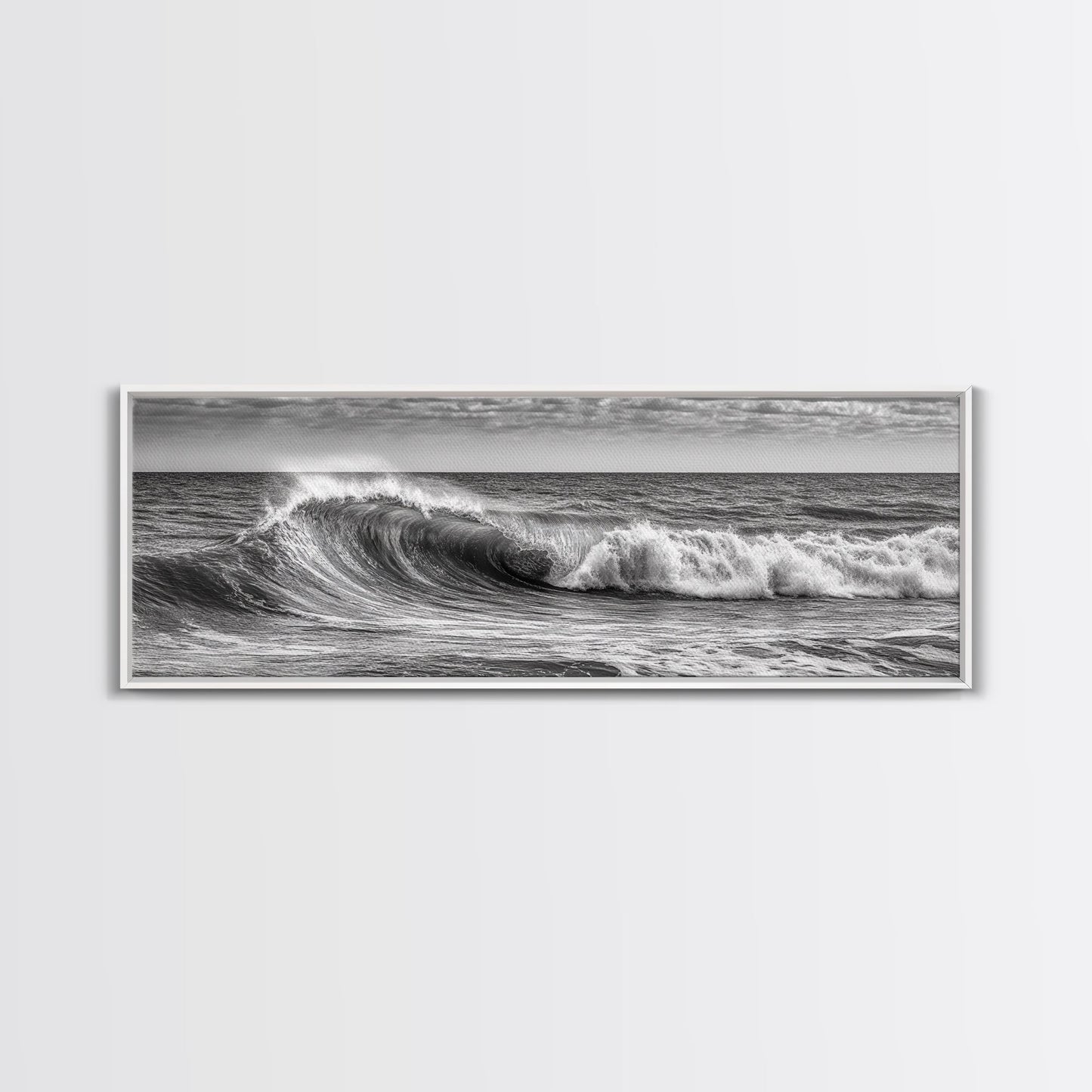 Black and White Ocean Photography – Panoramic Wall Art Canvas