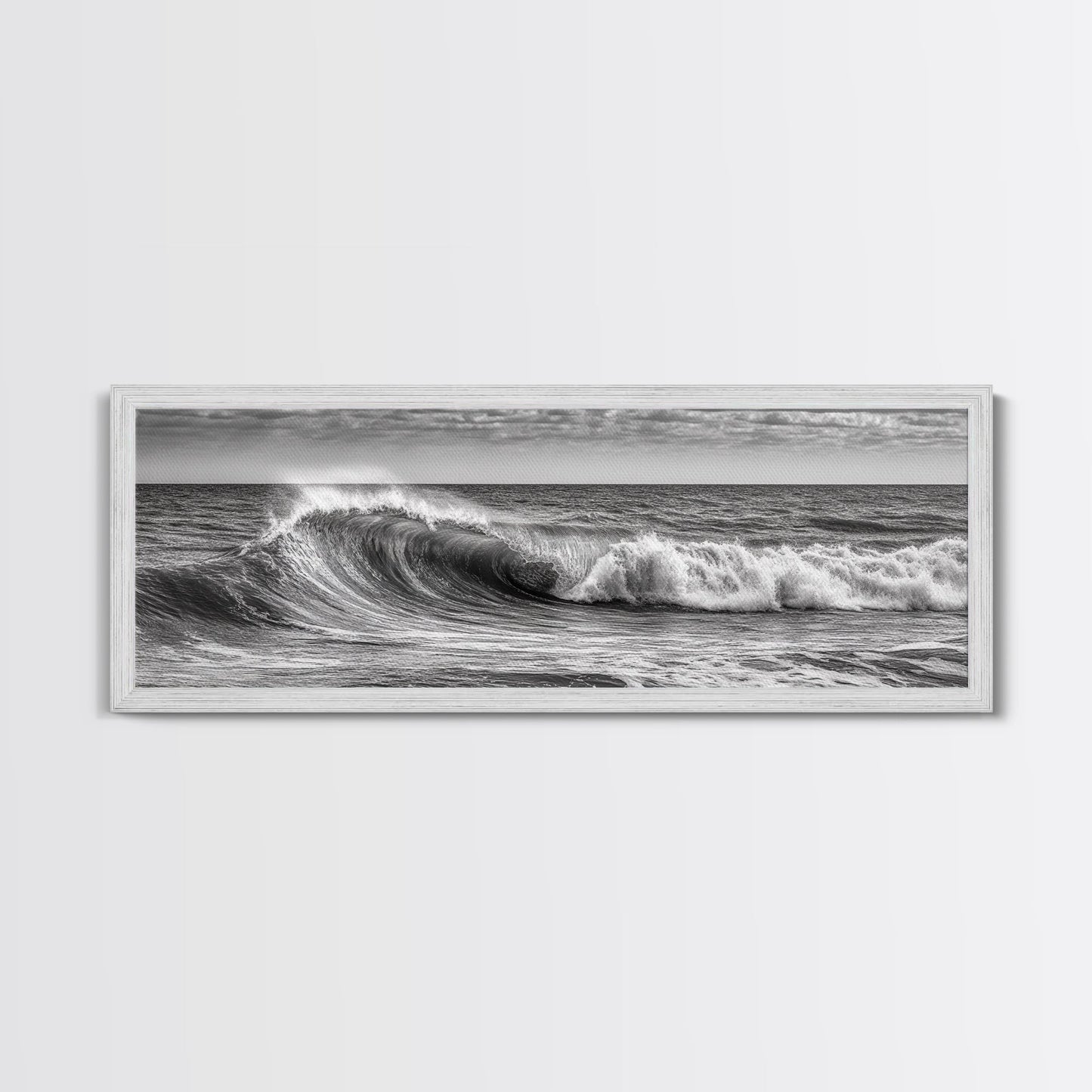 Black and White Ocean Photography – Panoramic Wall Art Canvas