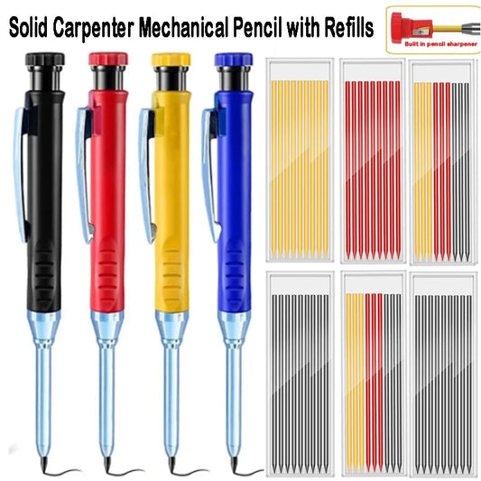 Solid Carpenter Pencil – Mechanical Woodworking Pencil with Refill