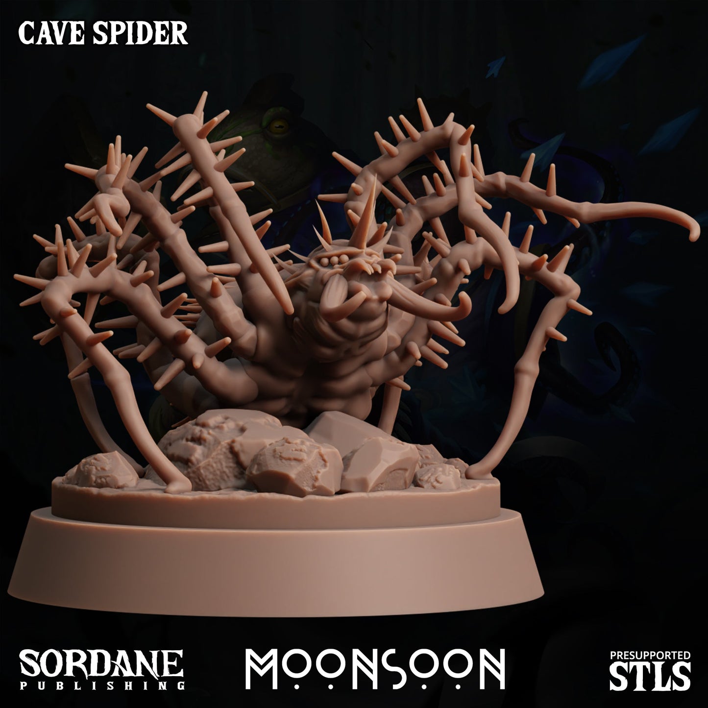 3D Printed Cave Spider Miniature – Moonsoon 28-32mm D&D