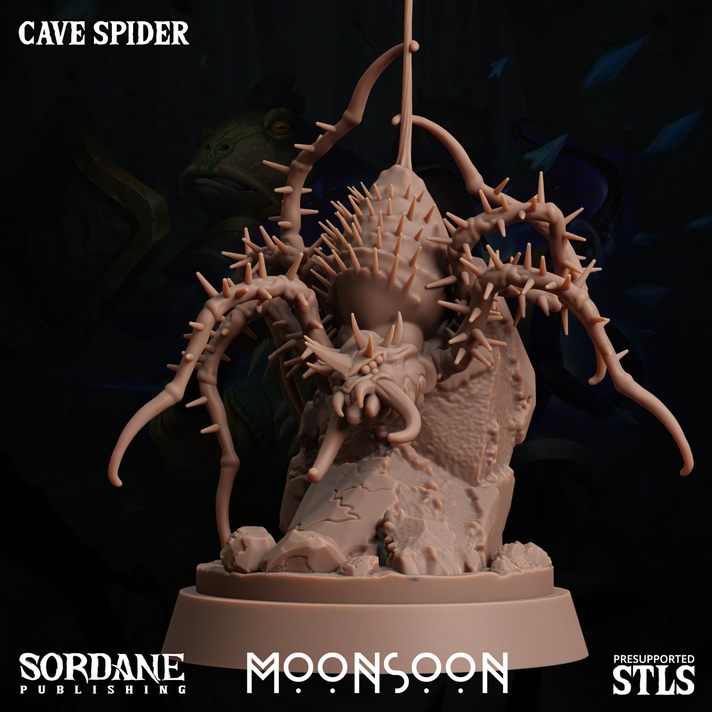 3D Printed Cave Spider Miniature – Moonsoon 28-32mm D&D