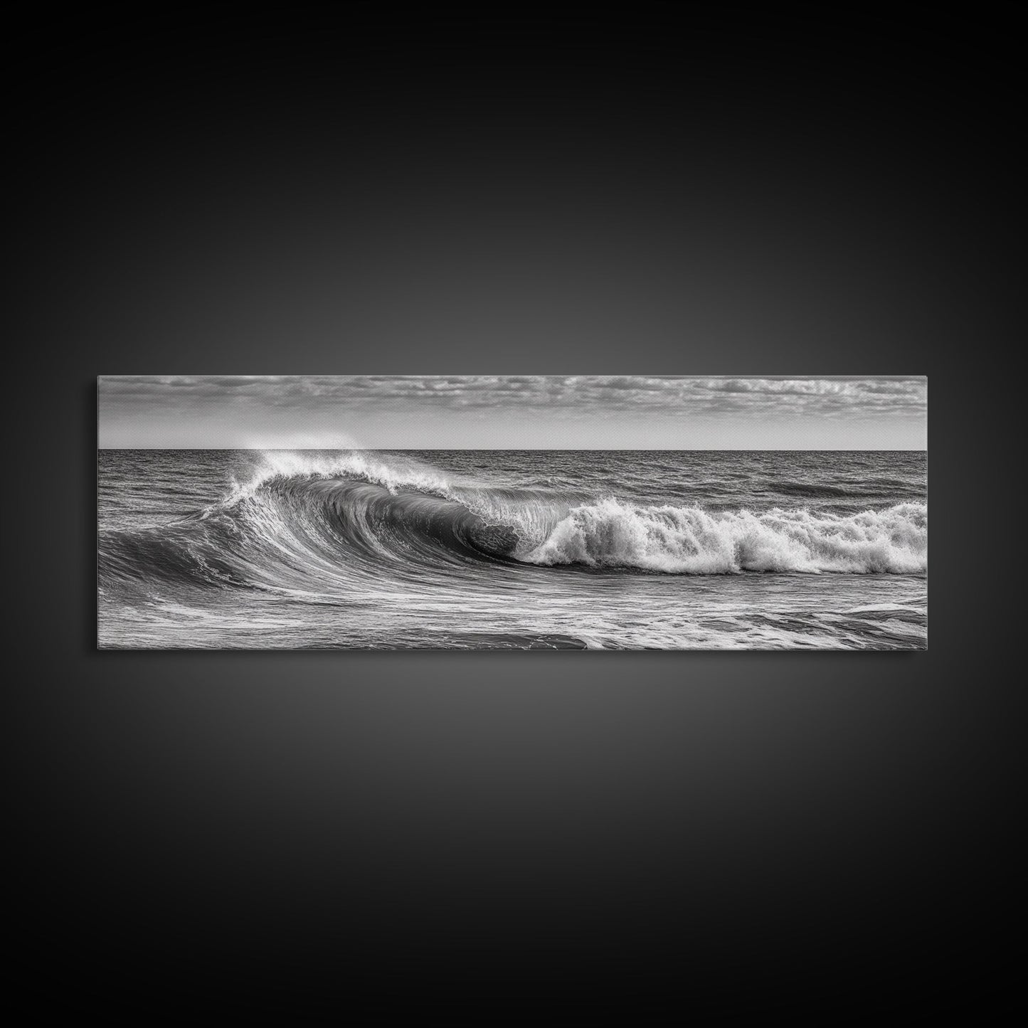 Black and White Ocean Photography – Panoramic Wall Art Canvas