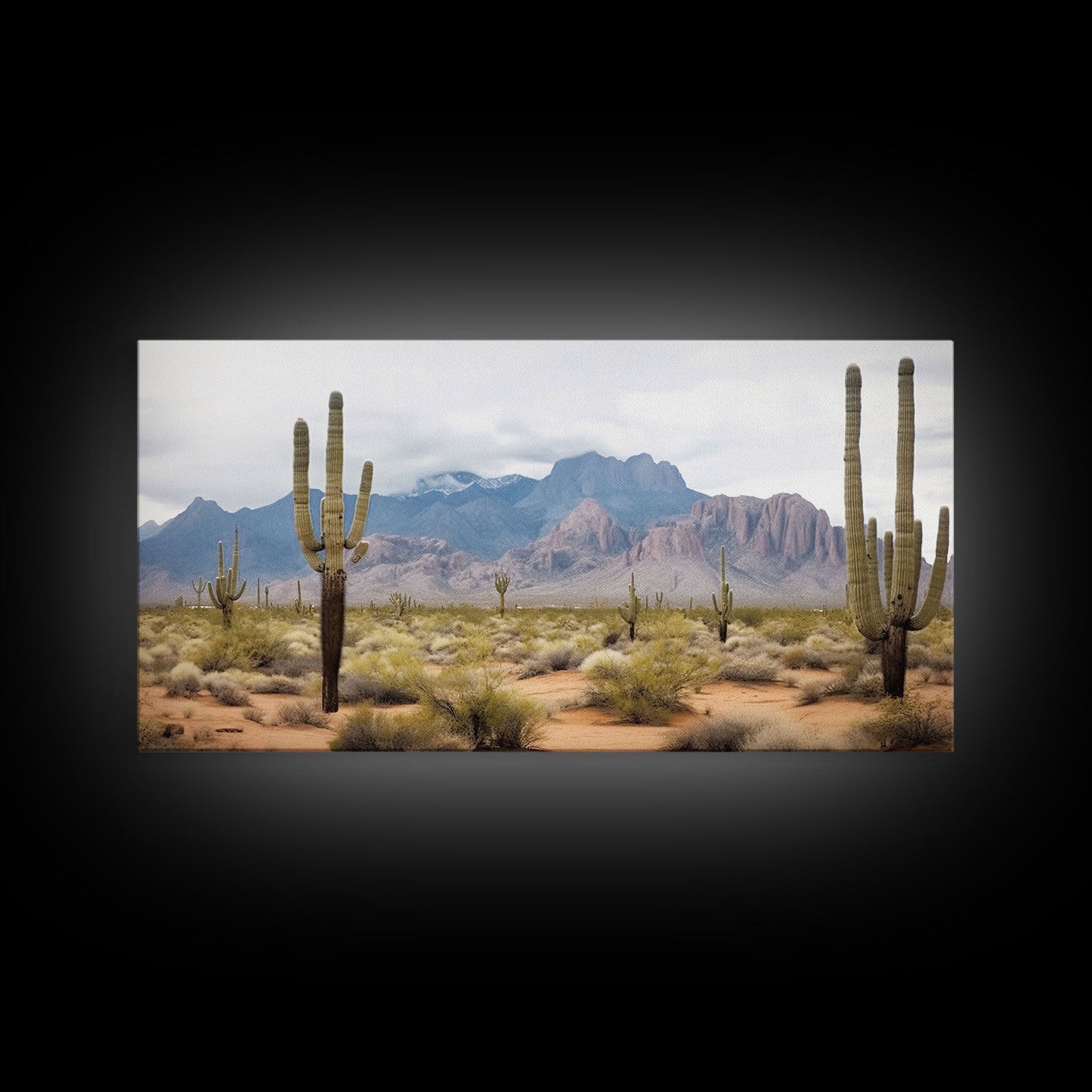 Desert Wall Art – Framed Cactus Canvas Print Southwestern Decor