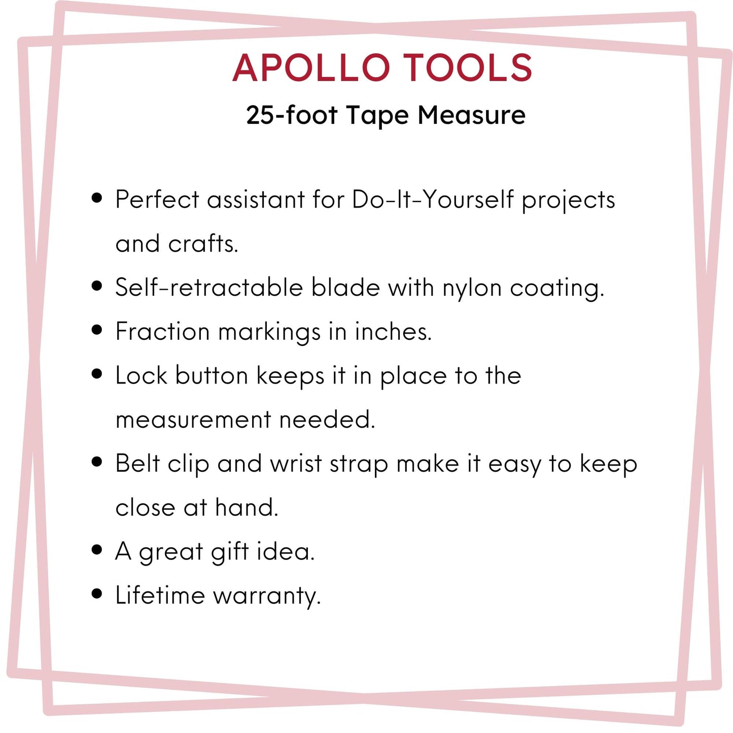 25ft. Tape Measure - Black - DT5002