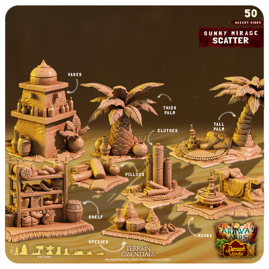 3D Printed Sunny Mirage Desert Terrain Set – 28-32mm D&D