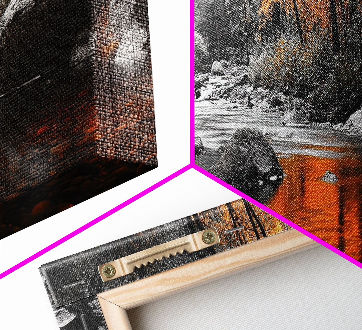 Autumn River Scene – Fall Forest Canvas Print Rustic Wall Art