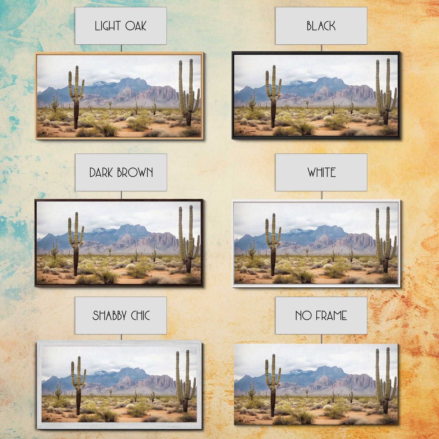 Desert Wall Art – Framed Cactus Canvas Print Southwestern Decor