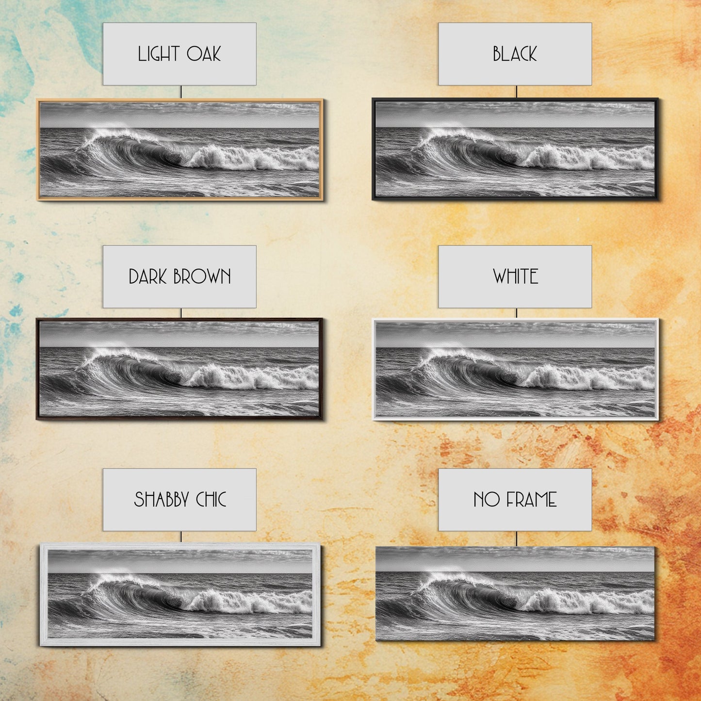 Black and White Ocean Photography – Panoramic Wall Art Canvas