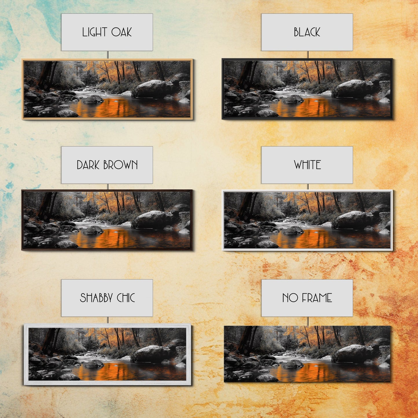 Autumn River Scene – Fall Forest Canvas Print Rustic Wall Art