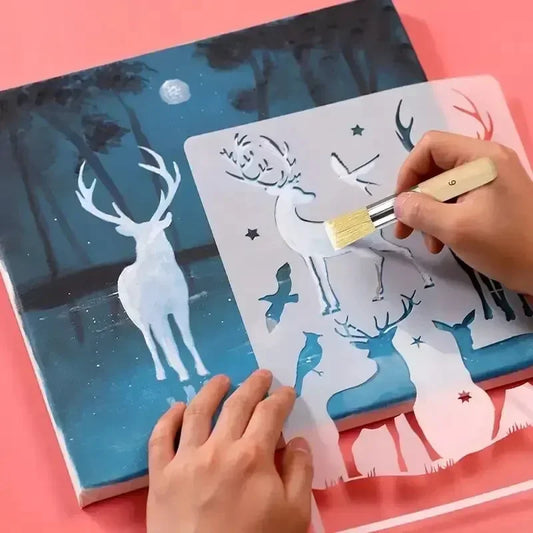 Stencil Paint Brush Set – Bristle Hair Wooden Handle for DIY