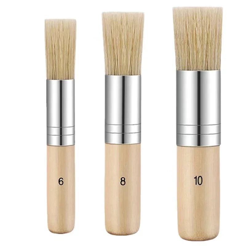 Stencil Paint Brush Set – Bristle Hair Wooden Handle for DIY