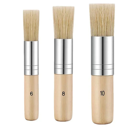 Stencil Paint Brush Set – Bristle Hair Wooden Handle for DIY