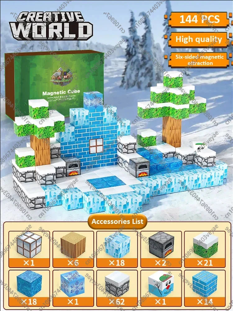 Magnetic Building Blocks – Mine World Cube Set STEM Toy