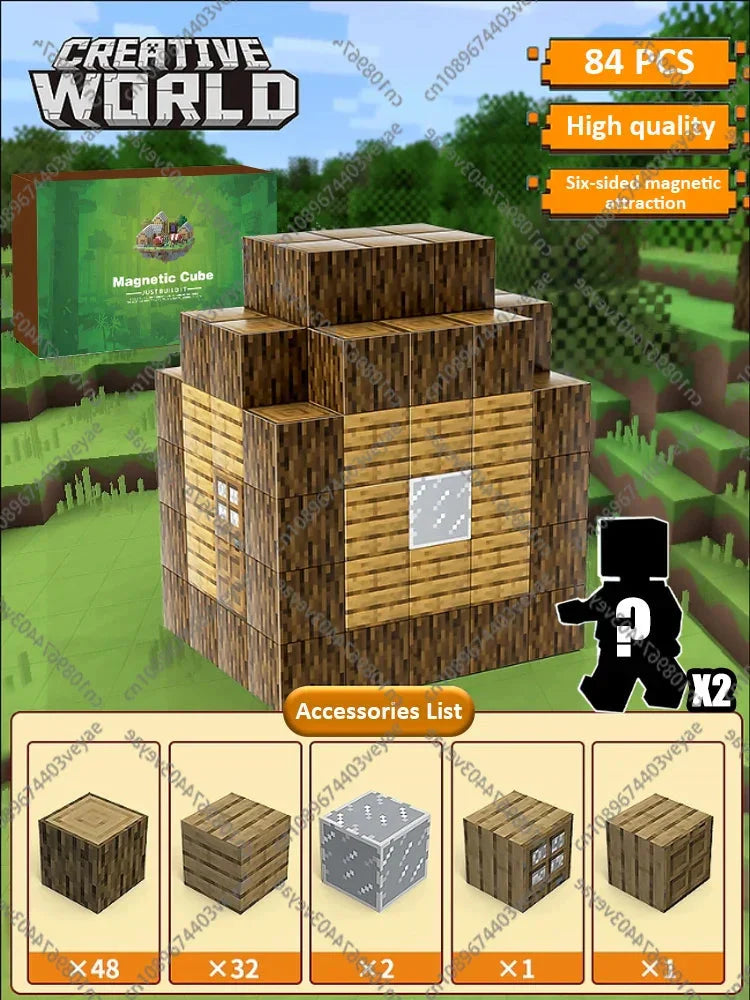 Magnetic Building Blocks – Mine World Cube Set STEM Toy