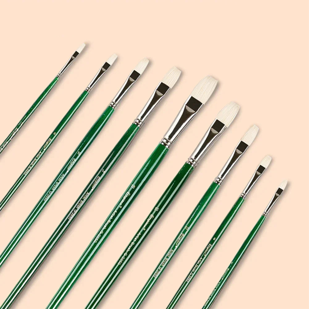 Natural Hog Hair Filbert Paint Brush Set – Oil, Acrylic, Watercolor