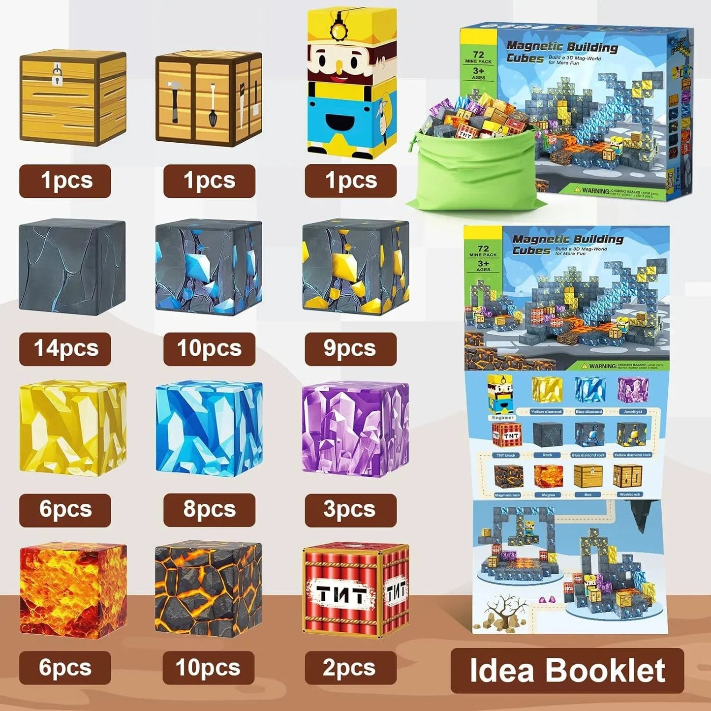 Magnetic Building Blocks – Mine World Cube Set STEM Toy