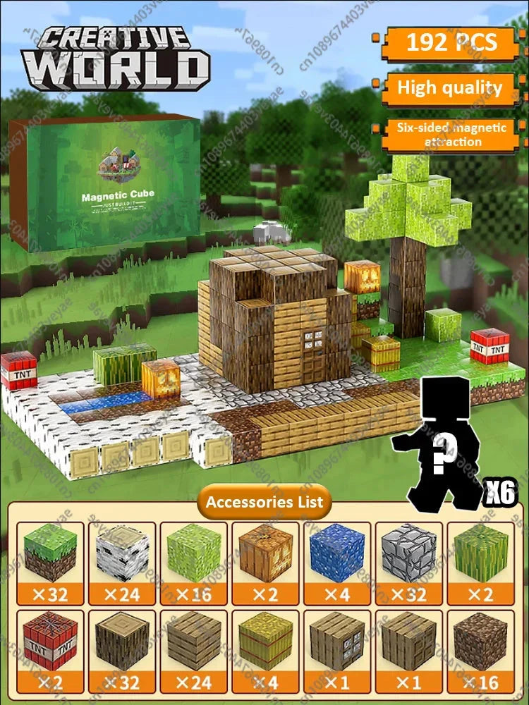 Magnetic Building Blocks – Mine World Cube Set STEM Toy