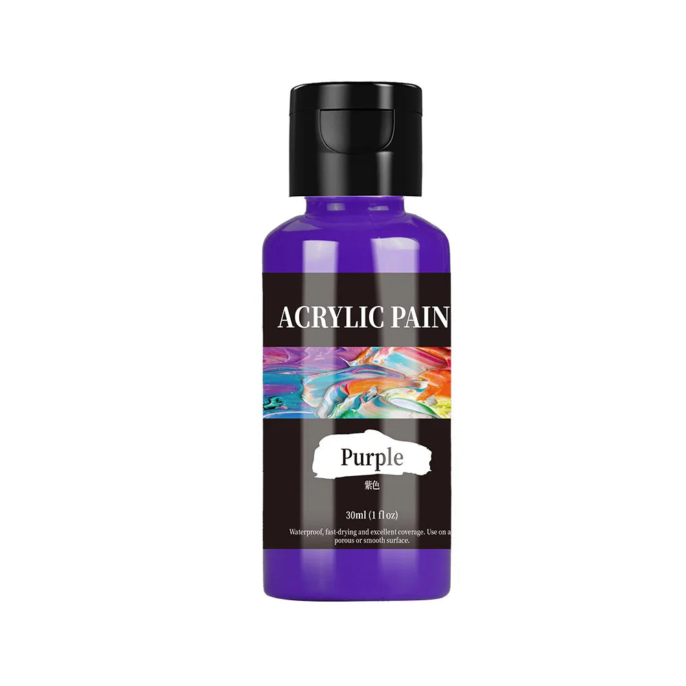 24-Color Acrylic Paint Set – Bottled Fabric & Leather DIY Paint