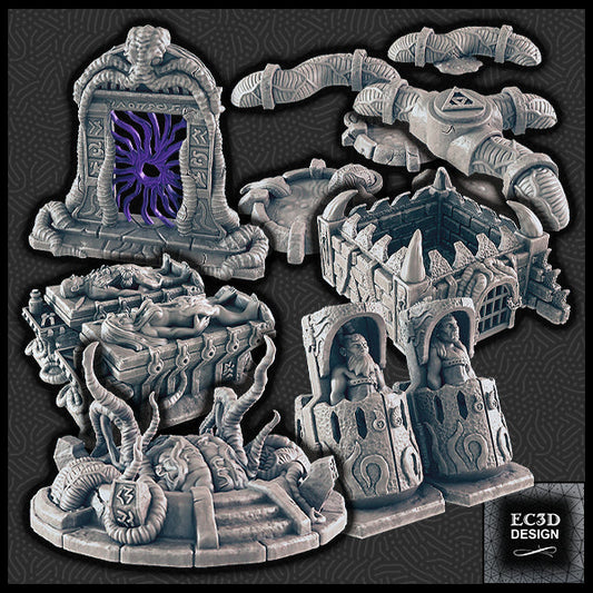 3D Printed EC3D Designs Terrain Set A Den of Alien Evil 28 32mm D&D