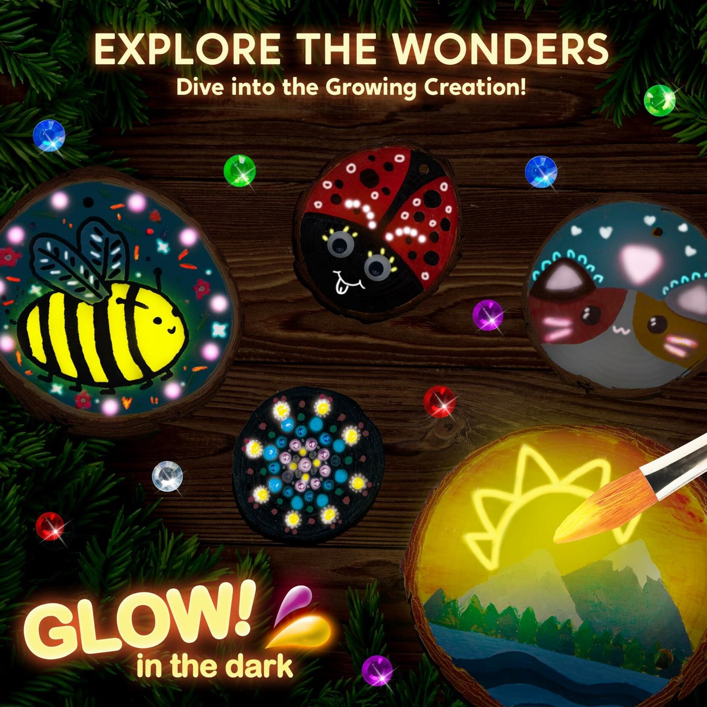 Klever Kits Wooden Glow-in-the-Dark Painting Craft Kit for Kids 6-12