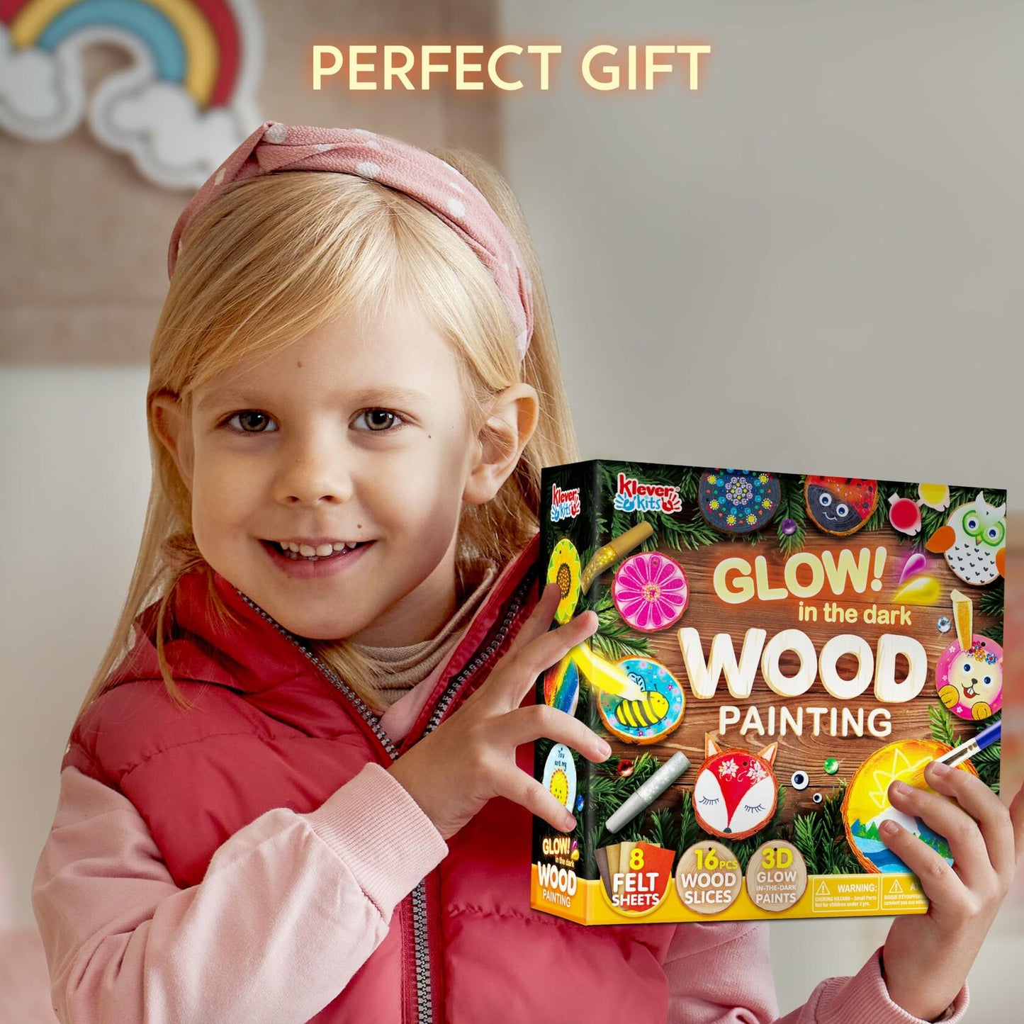 Klever Kits Wooden Glow-in-the-Dark Painting Craft Kit for Kids 6-12