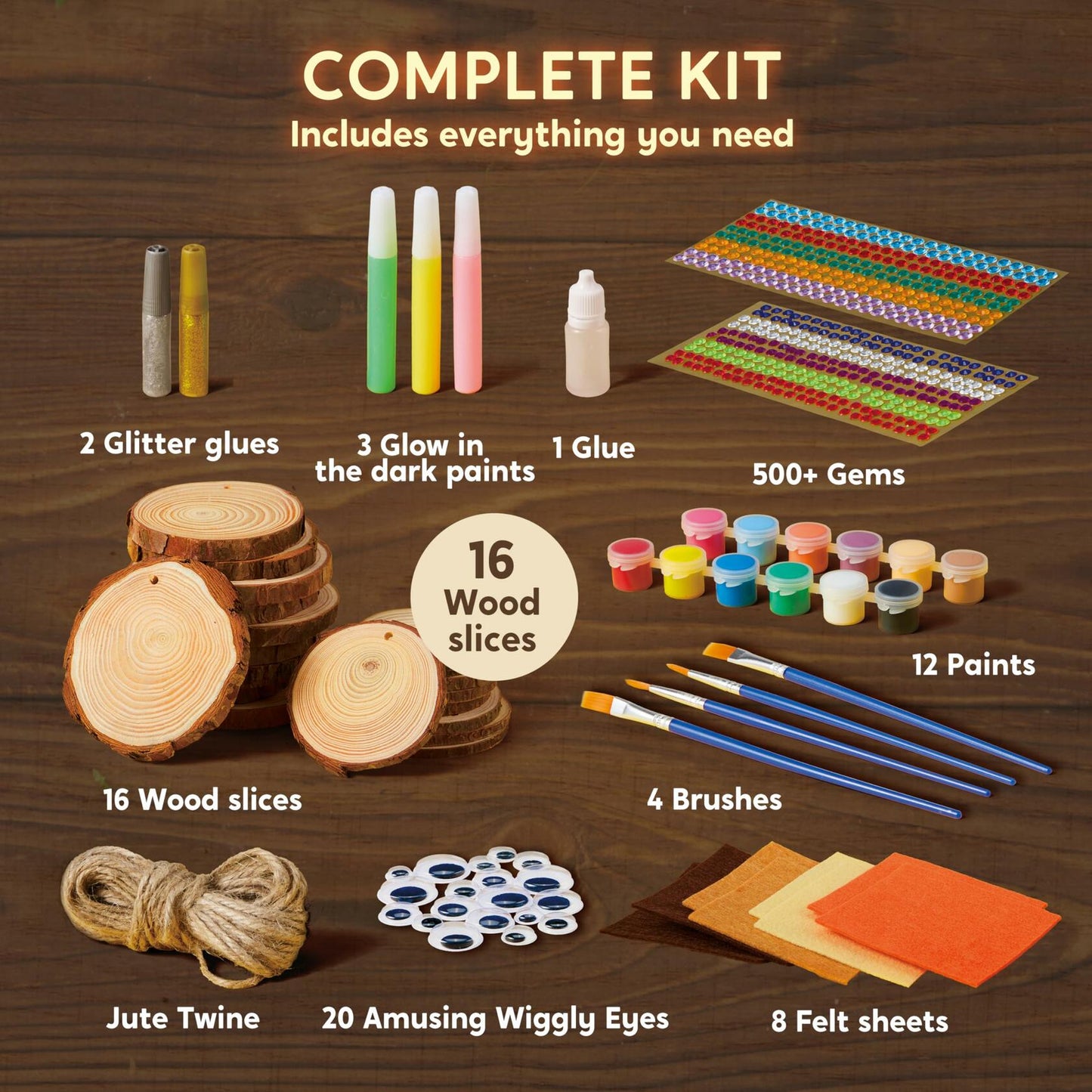 Klever Kits Wooden Glow-in-the-Dark Painting Craft Kit for Kids 6-12
